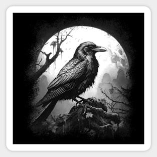 Black Crow in Full Moon Sticker